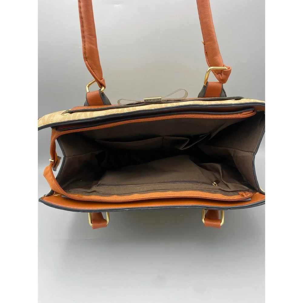 Women's Mary King Monogram Satchel Bag Bow Detail Top Handle Purse‎